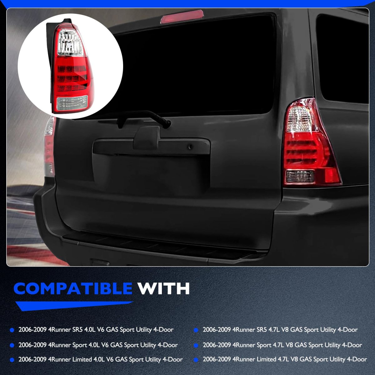 Right Tail Light Assembly For Toyota 4runner 2006 2009 Passenger Side Rear Led Brake Lamp Replaces 8155135320 To2801172