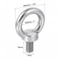 Uxcell Lifting Eye Bolt M10 X 18mm Male Thread With Hex Screw Nut Gasket Flat Washer For Hanging Securing Chain Wire Rope 304