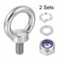 Uxcell Lifting Eye Bolt M10 X 18mm Male Thread With Hex Screw Nut Gasket Flat Washer For Hanging Securing Chain Wire Rope 304