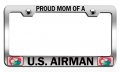 Proud Of A U S Airman Mom License Plate Frame Stainless Steel Heavy Duty Tag Holder For Cars Trucks And Suvs 12 5 X 6 In
