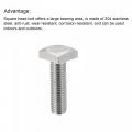 Uxcell Square Head Bolt 10pcs M6x20mm Fully Thread 304 Stainless Steel Grade C Machine Screws