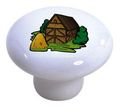 Set Of 2 Barn Haystack Ceramic Cabinet Drawer Pull Knobs 