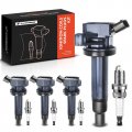 A-premium Set Of 4 Ignition Coil Pack And Iridium Spark Plugs Compatible With Toyota Corolla 1999-2008 Matrix 2003-2008