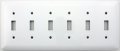 Mulberry Princess Style White 6 Gang Toggle Switch Wall Plate 