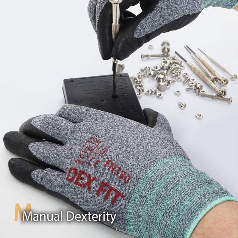 Dex Fit Nitrile Work Gloves Fn330 3 Pairs 3d-comfort Stretchy Firm Grip Thin Lightweight Touch-screen Compatible Durable