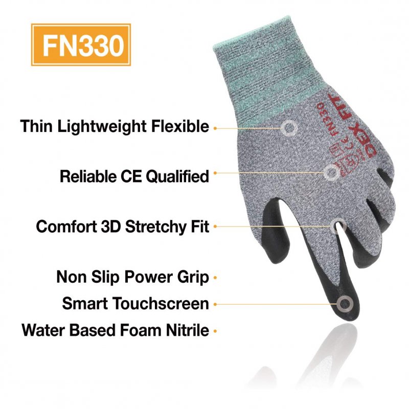 Dex Fit Nitrile Work Gloves Fn330 3 Pairs 3d-comfort Stretchy Firm Grip Thin Lightweight Touch-screen Compatible Durable