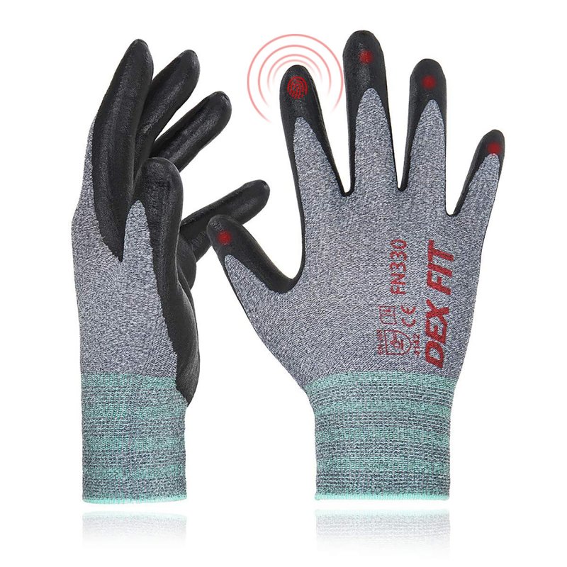 Dex Fit Nitrile Work Gloves Fn330 3 Pairs 3d-comfort Stretchy Firm Grip Thin Lightweight Touch-screen Compatible Durable