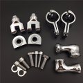 Chrome Short Angled Adjustable Highway Peg Mounting Kit For 1 In 25mm Front Engine Guard Frame Tube V-star Roadstar Boulevard