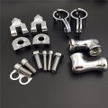 Chrome Short Angled Adjustable Highway Peg Mounting Kit For 1 In 25mm Front Engine Guard Frame Tube V-star Roadstar Boulevard
