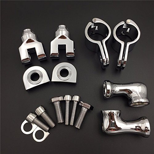 Chrome Short Angled Adjustable Highway Peg Mounting Kit For 1 In 25mm Front Engine Guard Frame Tube V-star Roadstar Boulevard