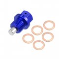 X Autohaux 1 Set M14x1 5 Aluminum Oil Drain Plug With Washer Engine Magnetic Sump Nut Bolt For Car Motorcycle Blue