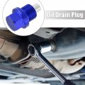 X Autohaux 1 Set M14x1 5 Aluminum Oil Drain Plug With Washer Engine Magnetic Sump Nut Bolt For Car Motorcycle Blue