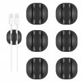 Shintop Cable Clips 6 Pack Black Double Cord Holder Adhesive Management Wire Organizer For Organizing Desk Nightstand Car 