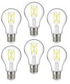 Satco 6 Pack Dimmable Led Filament Lamps S12408 High Lumens 5 Watt A19 Clear Medium Base 2700k 90 Cri 120 Volt For Use At 