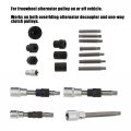 Utmall 18pcs Alternator Pulley Service Decoupler Insert Bit Socket Set Tool Kit Removal Car Remover Decoupling Puller