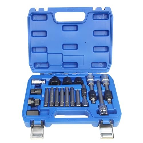 18pcs Alternator Pulley Service Decoupler Insert Bit Socket Set Tool Kit Removal Car Remover Decoupling Puller
