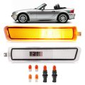 Hecasa Pair Front Bumper Lights For 1996-2002 W E37 Z3 Roadster M M Coupe Amber Bulbs Included Side Markers Lamps Left Right 