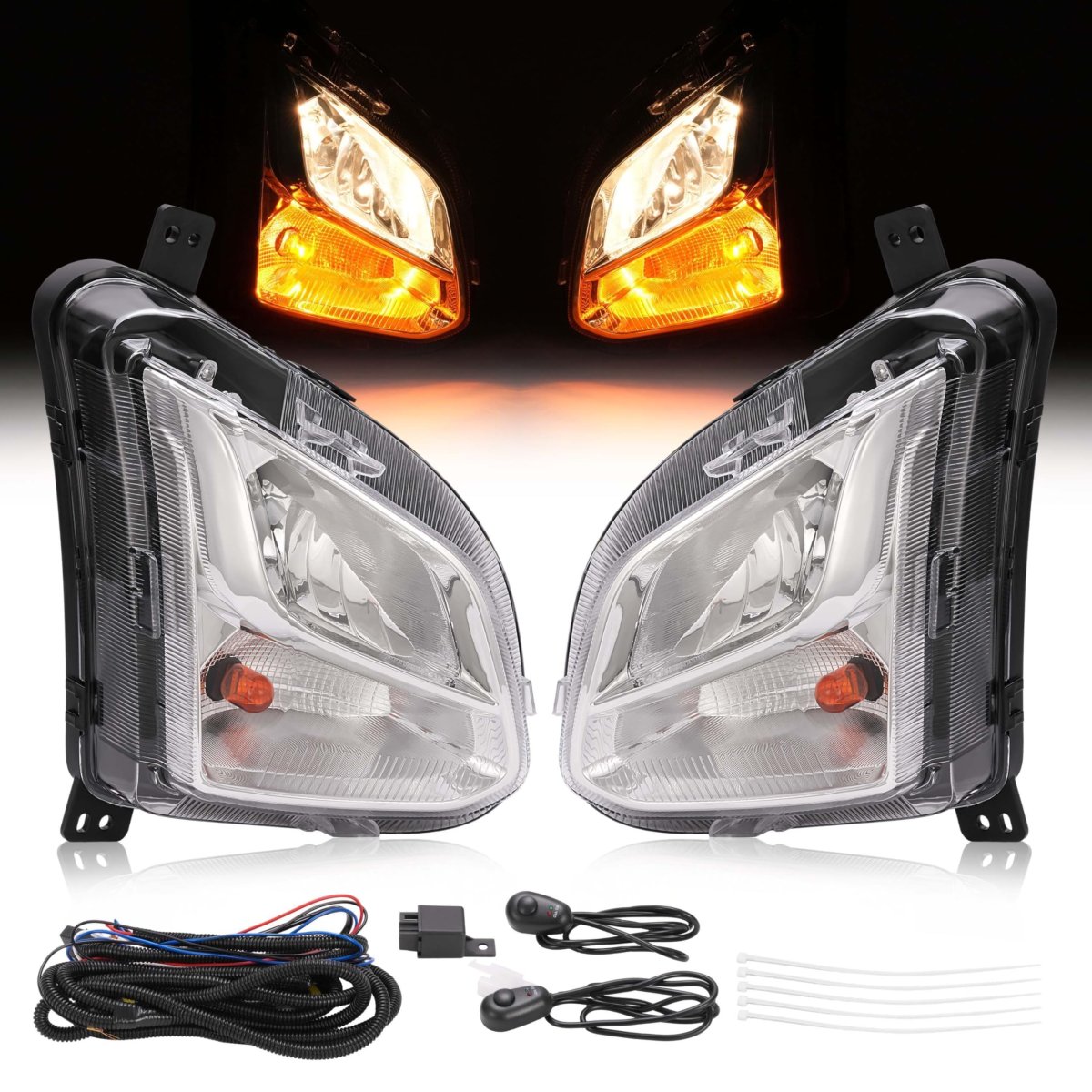 Hecasa Pair Turn Signal Lights For 2018-2021 Chevrolet Equinox Replacement Gm2592323 Gm2593323 Bumper Lamps W Fog Light Clear