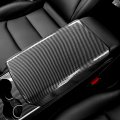 Qlhshop Carbon Fiber Center Console Armrest Cover Box Covering Protection For Tesla Model 3 Or Y Accessories 2023 2022 2021 