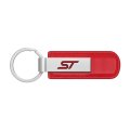 Ford Focus St Red Pu Leather Strap Silver Metal Bar Key Chain Official Licensed 