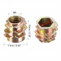 Uxcell Furniture Threaded Insert Nuts Zinc Alloy Hex-flush M6 Internal Threads 10mm Length 50pcs