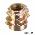 Uxcell Furniture Threaded Insert Nuts Zinc Alloy Hex-flush M6 Internal Threads 10mm Length 50pcs