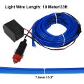 10 Meter 33ft Neon El Wire String Strip Blue Cold Light Glow With Cigarette Lighter For Car Interior Decoration