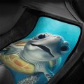 Delerain Cute Turtle Smiling 4-piece Car Floor Mats Front And Rear Rubber Backingpet Auto Foot All Weather Universal Fit Car