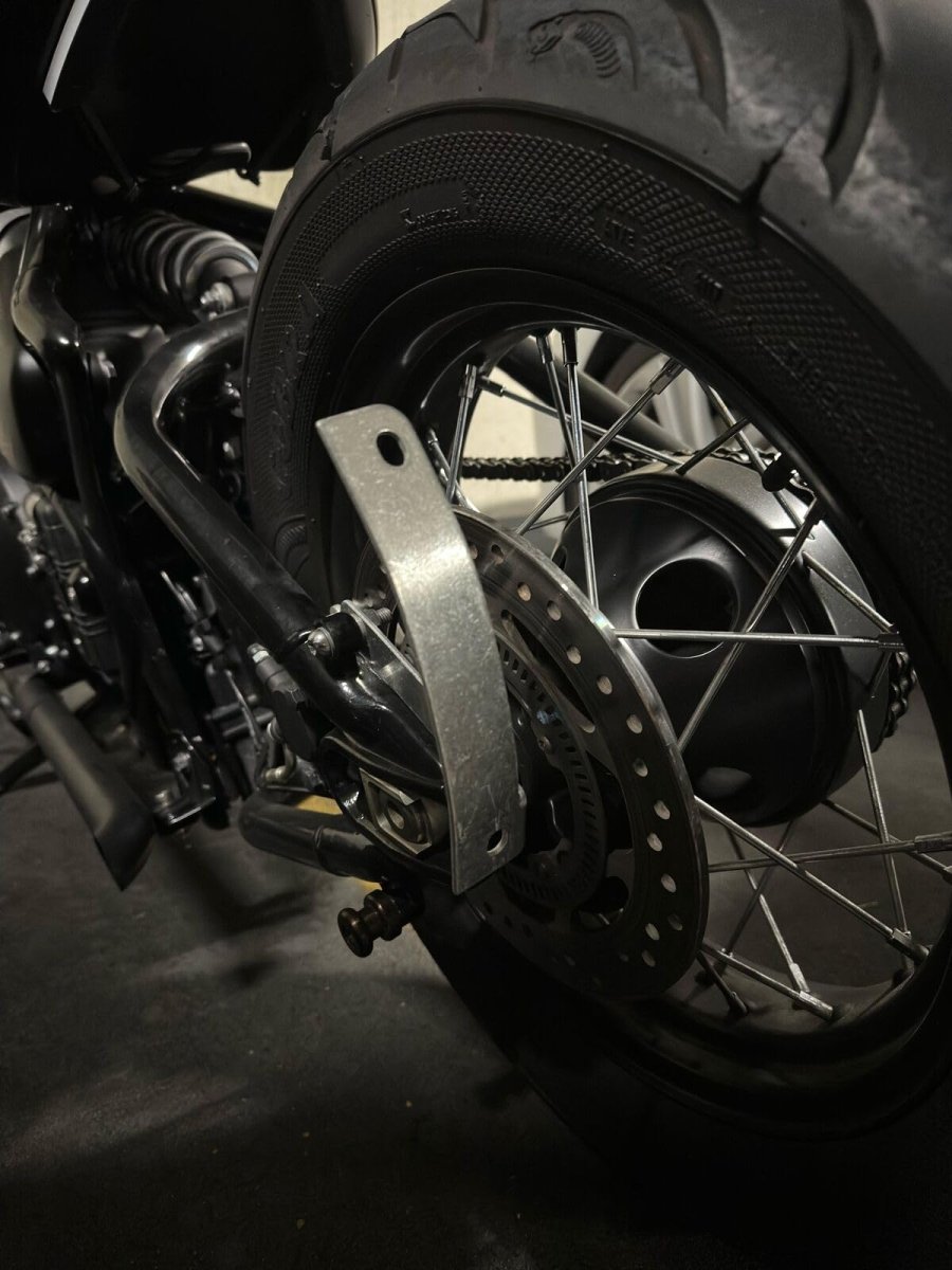 Curved Motorcycle License Plate Relocation Holder Bracket For Cafe Racer Bobber And Chopper Chrome Aluminum Shock Bolt Spool