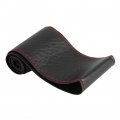 Leather Steering Wheel Cover 15 Inch Car Stitch On Wrap With Diy Sewing Needles Thread Elephant Skin Grain Black Red
