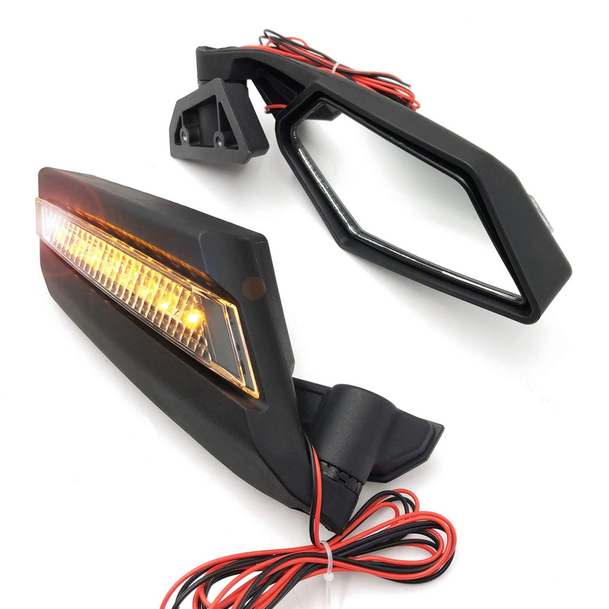 Utv Racing Side Led Turn Signal Mirrors Set For Can Am Maverick X3 Max And R 2017 2018 2019 Models Black Glass Lens