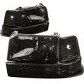 Auto Dynasty Smoked Houisng Clear Corner Headlight W Bumper Lamps Tool Kit Compatible With Ford F-150 F-250 F-350 92-96