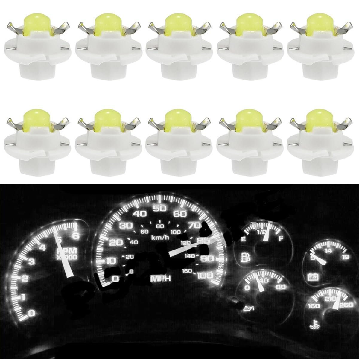 10pcs T5 B8 4d 5050 Instrument Led Bulb Gauge Cluster Speedometer Dashboard Panel Light Bulbs Kit Replacement For 2002 2003
