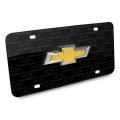 Chevrolet Golden In 3d Logo On Pattern Black Aluminum License Plate Official Licensed