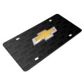Chevrolet Golden In 3d Logo On Pattern Black Aluminum License Plate Official Licensed