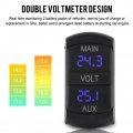 Led Digital Dual Voltmeter Rocker Switch Type Abs Black Suitable For 12v-24v Cars Motorcycles Marine Atv Rv Vehicles Etc Blue