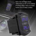 Led Digital Dual Voltmeter Rocker Switch Type Abs Black Suitable For 12v-24v Cars Motorcycles Marine Atv Rv Vehicles Etc Blue