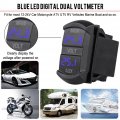 Led Digital Dual Voltmeter Rocker Switch Type Abs Black Suitable For 12v-24v Cars Motorcycles Marine Atv Rv Vehicles Etc Blue