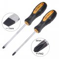 Uxcell 2 Phillips 7mm Slotted Magnetic Screwdriver Set 5 S2 Steel Round Shaft Non-slip Black Yellow Handle