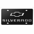 Ipick Image Made For Chevrolet Silverado Bowtie 3d Dual Logo Black Stainless Steel License Plate