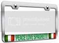 Peace Love Spaghetti Italian Italy Chrome Metal License Plate Frame Heavy Duty Stainless Steel Tag Holder For Us And Canada 