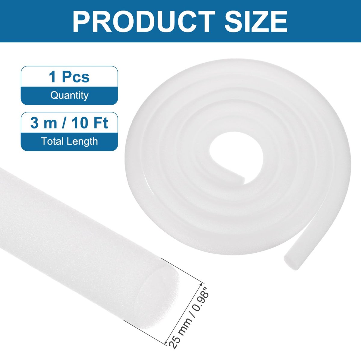 Foam Backer Rod 1 X 10ft Crack Filler Rope Weather Strip Seal For Concrete Filling Joints And Gaps Doors Windows White