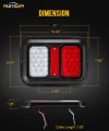 Partsam 2 Rectangle Double Led Trailer Tail Lights 24s Dual Stop Turn Backup Reverse With Reflector Surface Mount Rv Led