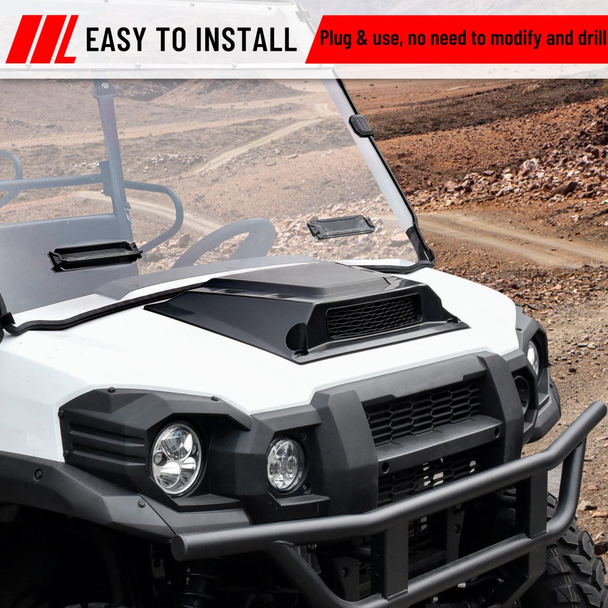 Sautvs Sport Hood Scoop Kit For Kawasaki Mule Pro Turbo With Mesh Grill