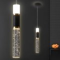Embring Modern Kitchen Island Light Fixture Black Led Pendant For Dining Room Bedroom Miniing With Bubble Crystal Light 