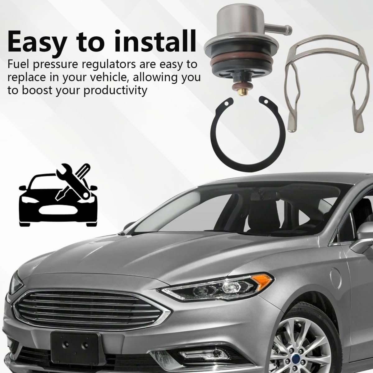 Fuel Injection Pressure Regulator Replacement With Clip And Snap Ring Compatible For Buick Rainier 2004 Replaces 19236428 New