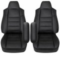 Front Seat Covers Ford F250 F350 F450 F550 Lariat 2002 To 2007 Black Microfiber Leather Replacement For Driver And Passenger 