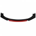 Labwork 4 Pieces Universal Car Front Bumper Lip Spoiler Splitter Body Kit Bright Black Red Tongue