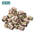 20pcs Hex Threaded Inserts M8-1 25x13 Zinc Alloy-flush Thread Furniture Nuts Hex Socket Drive Insert Bolt For Wood Assortment