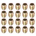 20pcs Hex Threaded Inserts M8-1 25x13 Zinc Alloy-flush Thread Furniture Nuts Hex Socket Drive Insert Bolt For Wood Assortment 